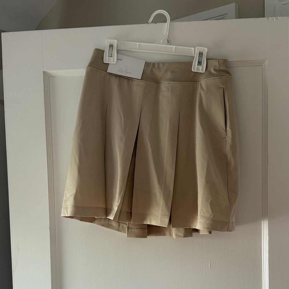 Lady Hagen Tan Pleated Golf Skort